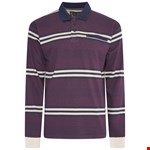 KAM Striped Rugby L/S Polo - navy
